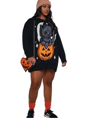 Cat pumpkin Halloween sweater